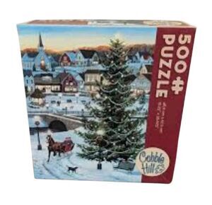 Cobble Hill "Village Tree" 500-Piece Christmas Jigsaw Puzzle - Winter Scene, NEW